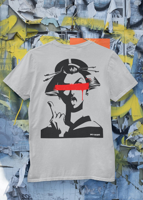 ST!NK - artist CrazyChocolate - Back Print Men Shirt_Pacific Grey